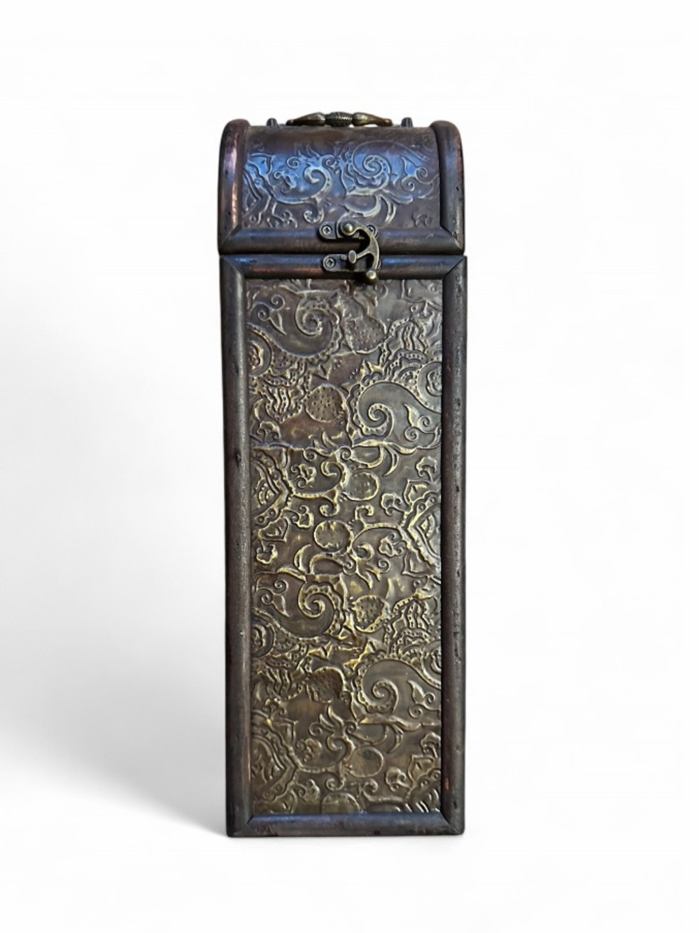 Vintage Wooden Decorative Wine Box with beautiful metal inlay storage chest